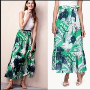 6p Ann Taylor Island Palm Maxi Skirt Green Navy